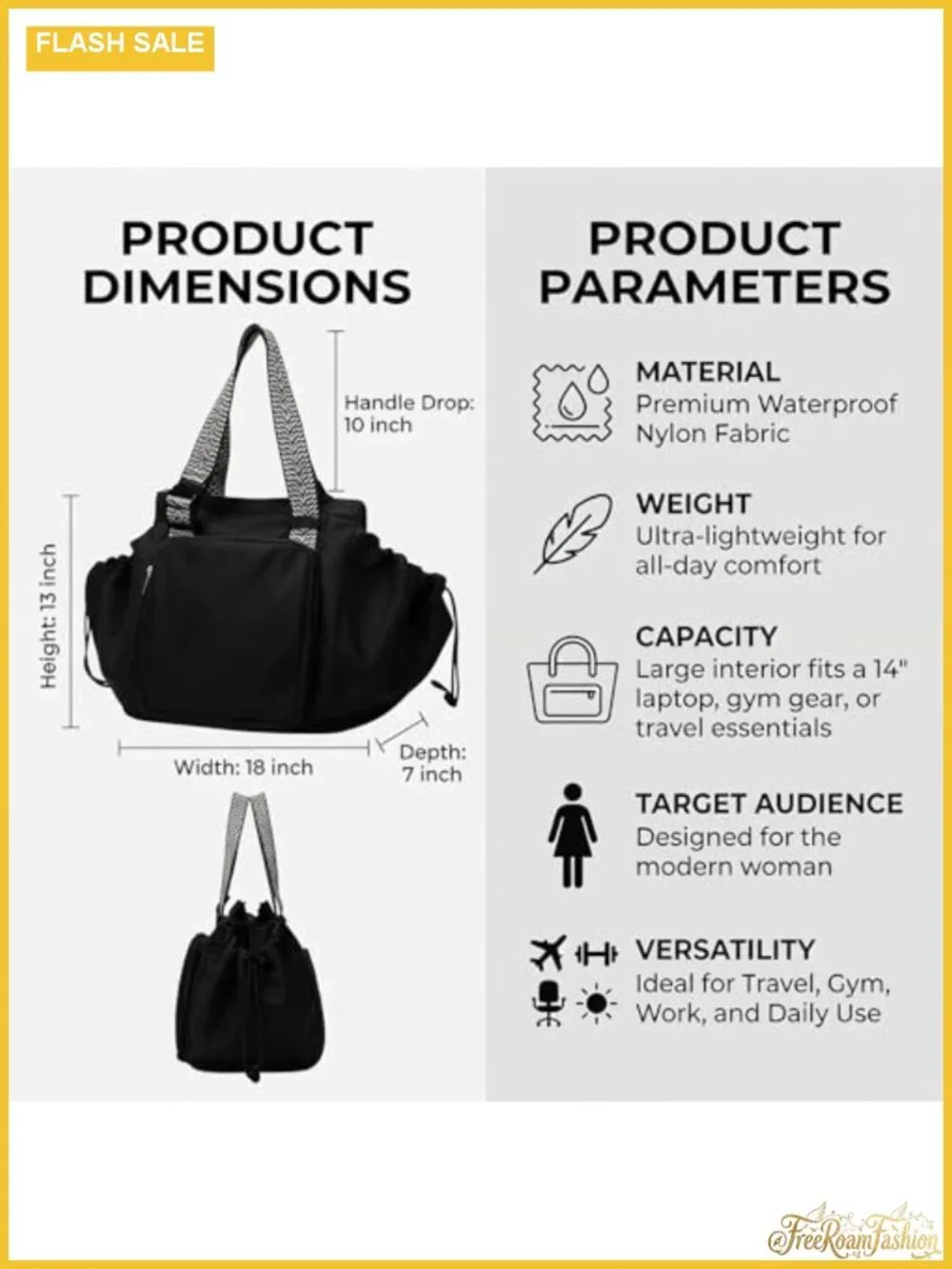 4-Way Convertible Backpack Tote, Water Resistant Lightweight Travel Daypack